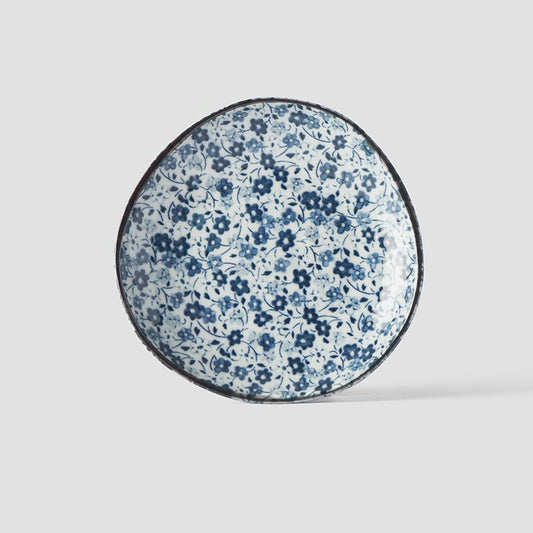 Saucer Organic Shape 12cm Blue Daisy Glaze - Main product image