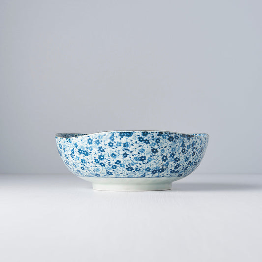 Bowl Organic Shape 20cm Blue Daisy Glaze - Main product image
