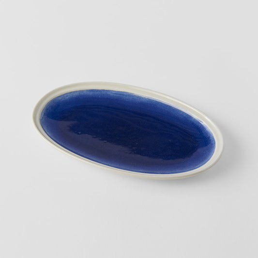 Plate Oval 22cm Ocean Blue Glaze - Main product image
