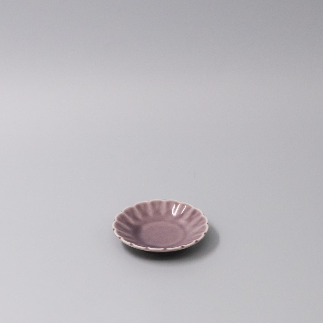 Sauce Dish 8cm Scallop Lilac Gloss Glaze - Main product image