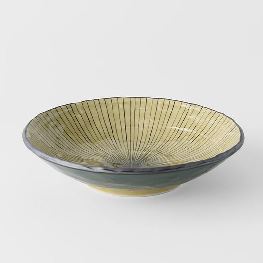 Pasta Bowl Open 24cm Green Converging Line Glaze - Main product image