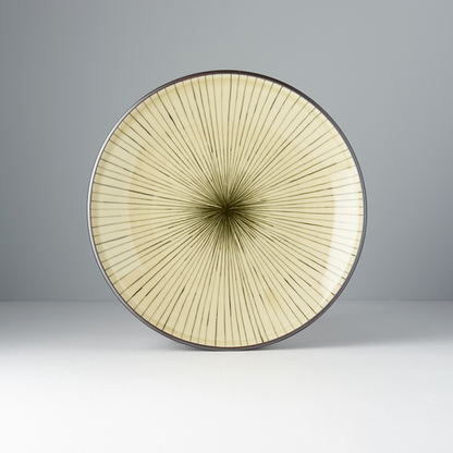 Dinner Plate 25cm Green Converging Line Glaze - Main product image