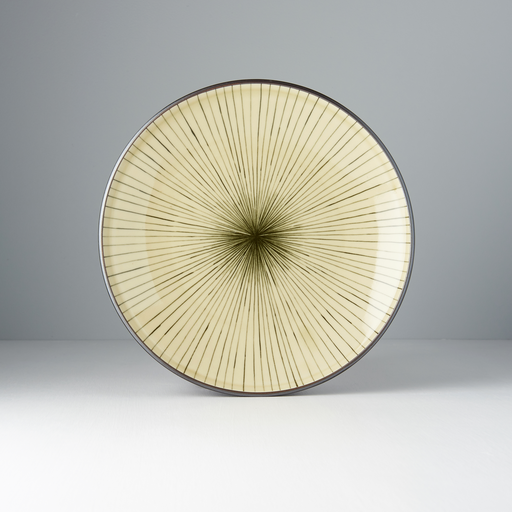 Dinner Plate 25cm Green Converging Line Glaze - Main product image