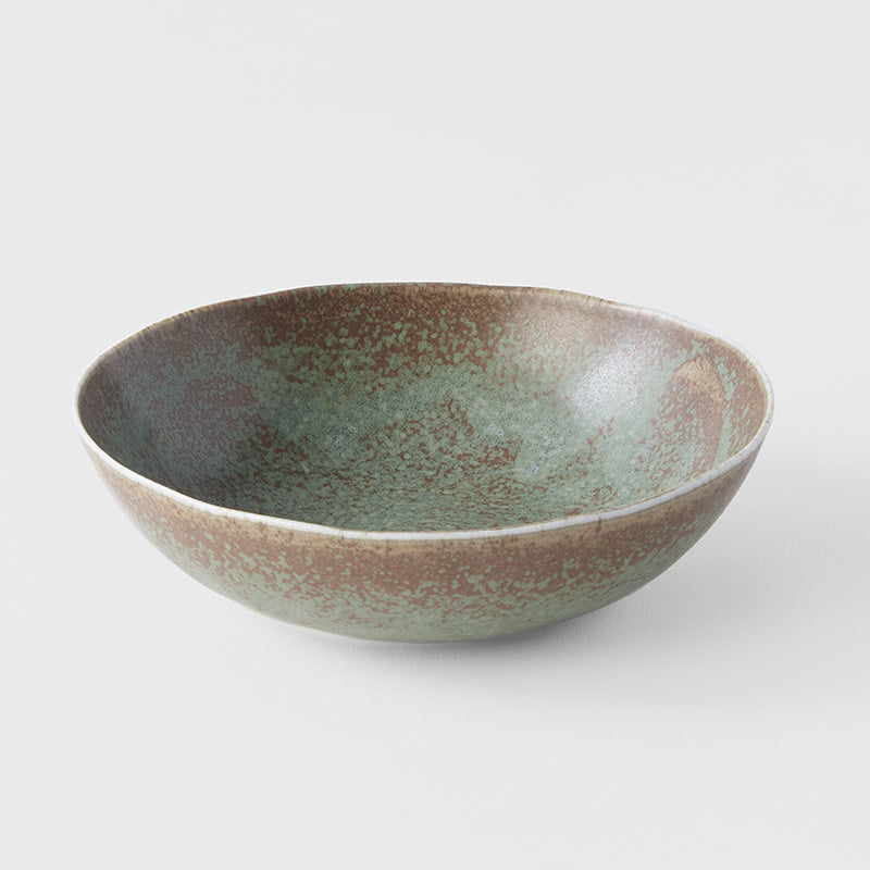 Bowl Oval 16cm Green Fade Glaze - Main product image