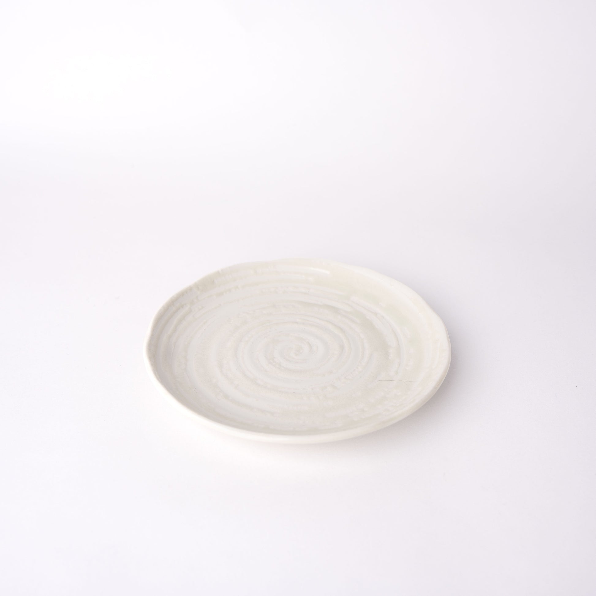 Tapas Plate 16cm White Spiral Glaze - Main product image