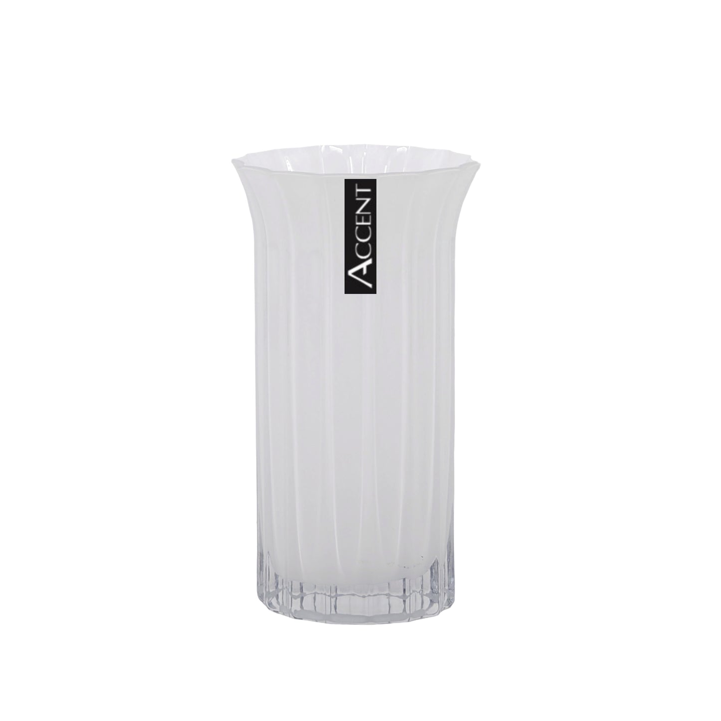 bulk 6 White Flared Ripple Vase 20cm - Main product image
