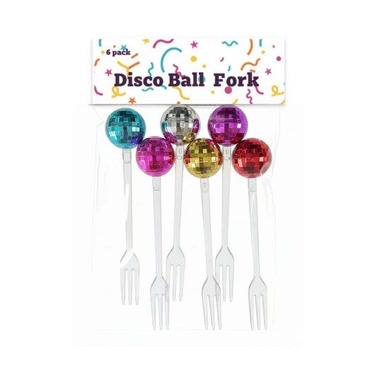 bulk 144 Reusable Plastic Disco Ball Fork Asst - Main product image