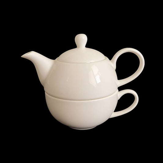 bulk 8 White Fine Bone China Teapot & Cup Set 450 & 300ml           - Main product image