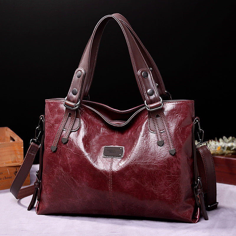 Classic Vintage PU Leather Handbag - Spacious Shoulder and Crossbody Tote for Women