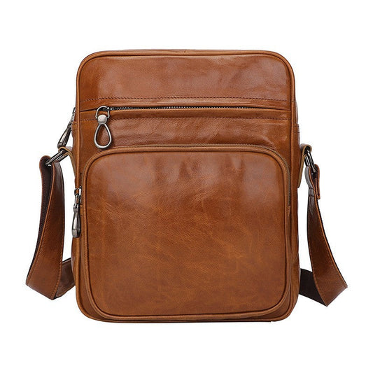 Dark Brown Men's Genuine Leather Casual Shoulder Bag, Minimalist Crossbody Bag for Everyday Use