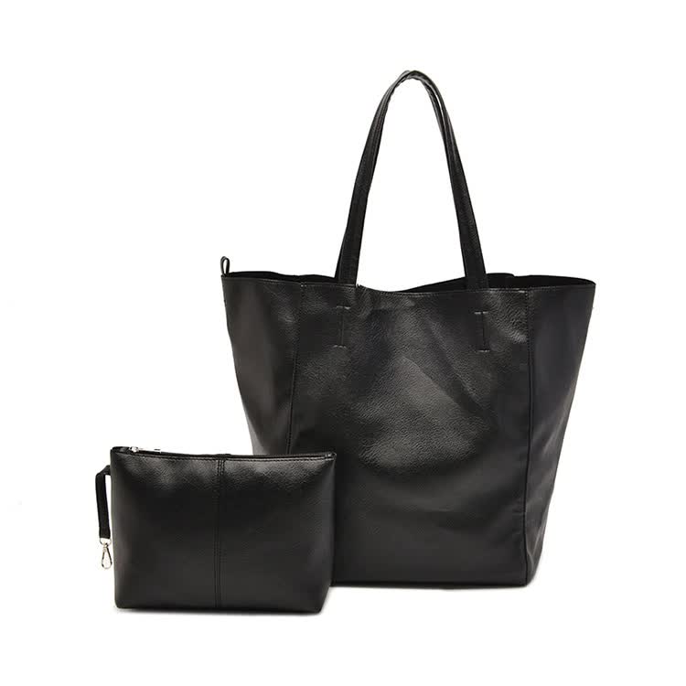 Classic Large PU Leather Tote Bag with Inner Pouch - Elegant and Functional