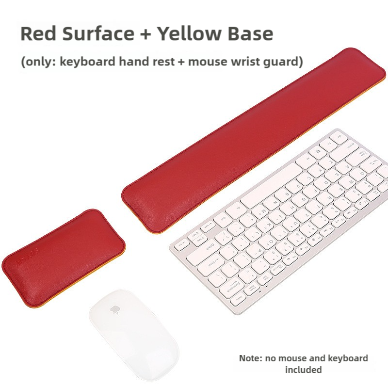 And Yellow Premium Dual - Sided PU Leather Keyboard Wrist Rest and Mouse Pad Set - Ergonomic Support for Comfortable Typing and Mouse Use