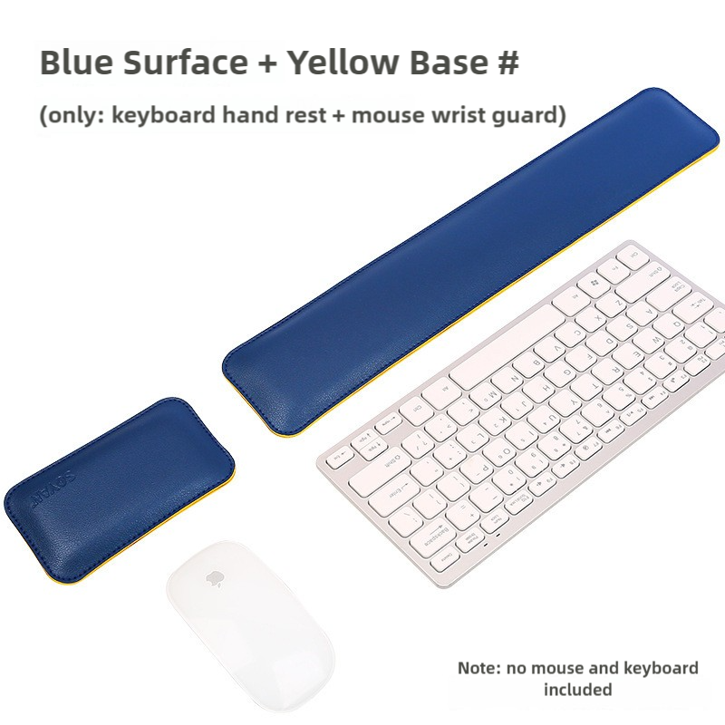 And Yellow Premium Dual - Sided PU Leather Keyboard Wrist Rest and Mouse Pad Set - Ergonomic Support for Comfortable Typing and Mouse Use