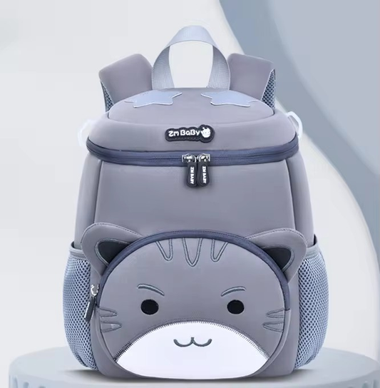 Grey Cat Cute Animal  Kids Backpack - Lightweight Toddler School Bag - Soft 3D Cartoon Daypack for Kindergarten & Childcare- Boys Girls Ages 3-6 - Main product image