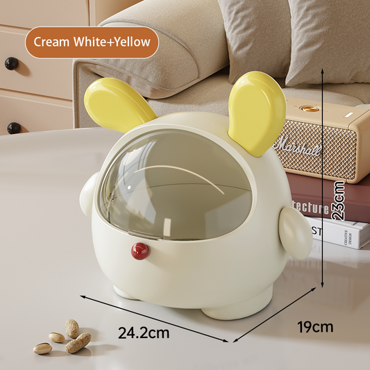 2PCS Yellow-Eared Cute Puppy Desktop Bin with Lid - Mini Trash Can & Storage Organiser - Kawaii Office Decor for Vanity & Home Office  - Main product image