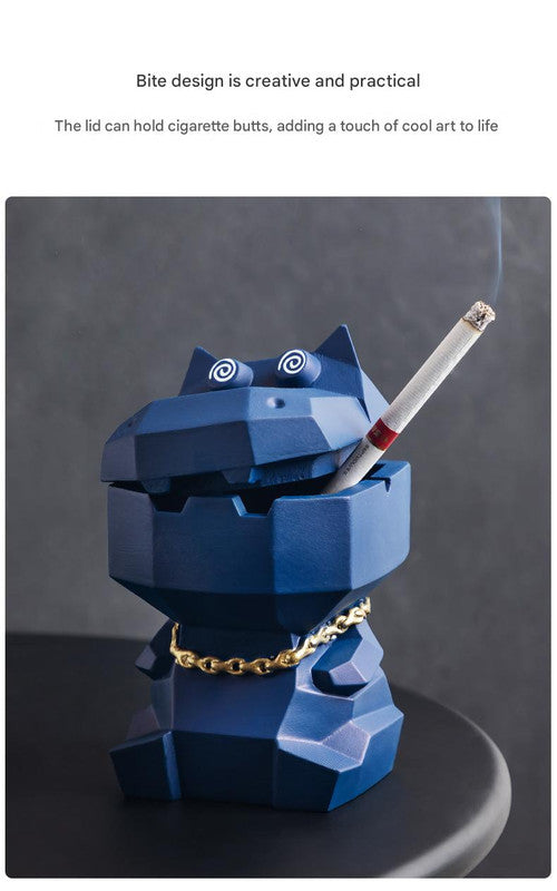 Hippo Ashtray with Lid - Stylish Geometric Decor for Home and Office(Black) - Product image 6