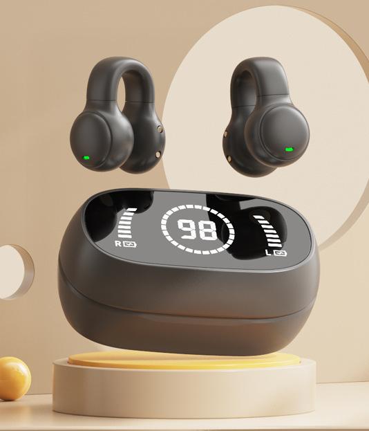 Open - Ear Conduction TWS Earbuds - Bluetooth 5.4, 9D Surround Sound, LED Display, Long Battery Life
