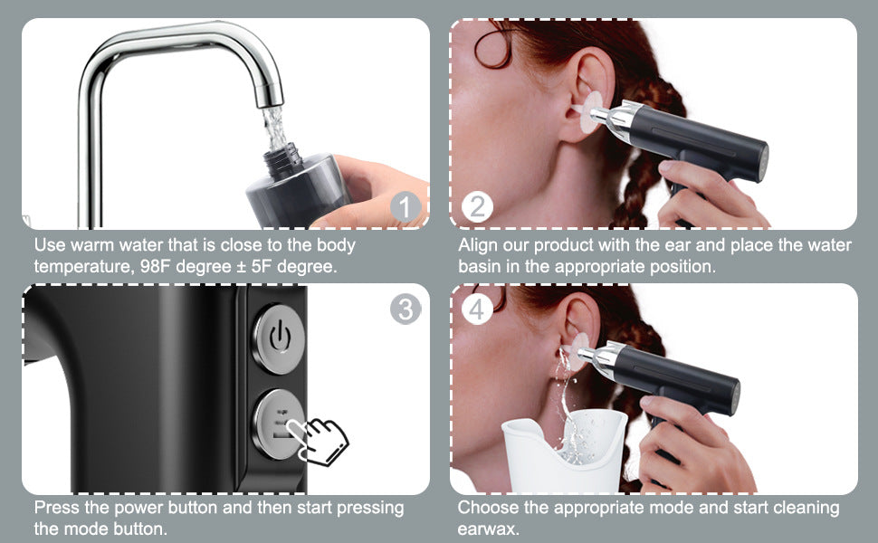 Black Electric Earwax Irrigator Set - Gentle and effective earwax cleaner with collection basin and earplugs - Product image 7