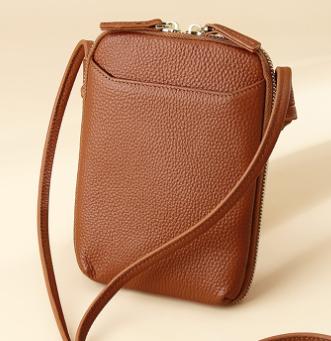 Light Green Premium Leather Mini Crossbody Phone Bag - Stylish Multi - Pocket Organizer for Women