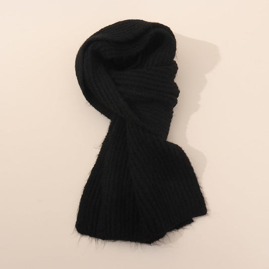 Dark Grey Soft Ribbed Knit Winter Scarf