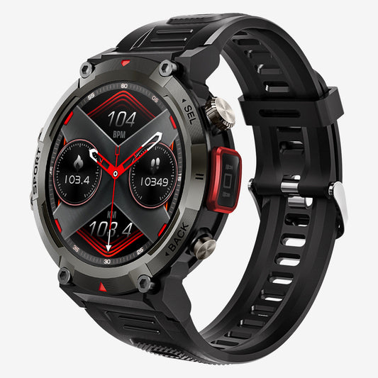 orange Outdoor Smartwatch with 1.45 - Inch HD Round Screen and Flashlight