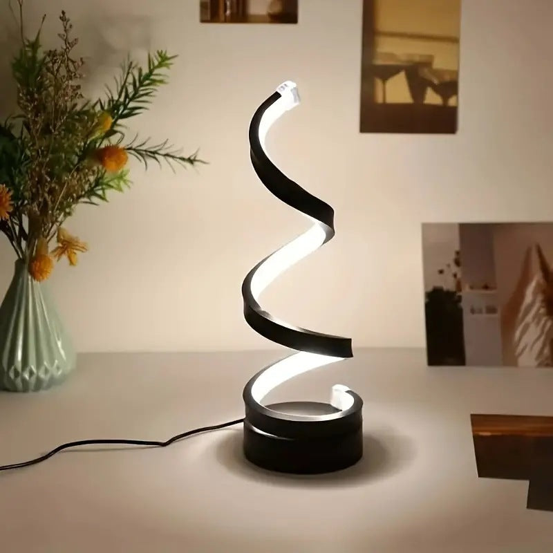Modern Spiral LED Table Lamp - Dimmable, 3 Light Modes(black) - Product image 3