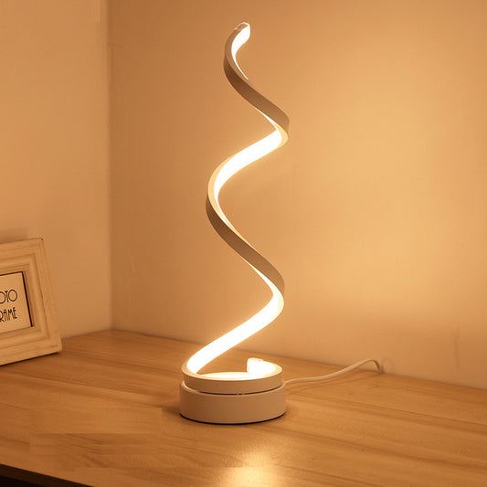 Modern Spiral LED Table Lamp - Dimmable, 3 Light Modes(white) - Main product image