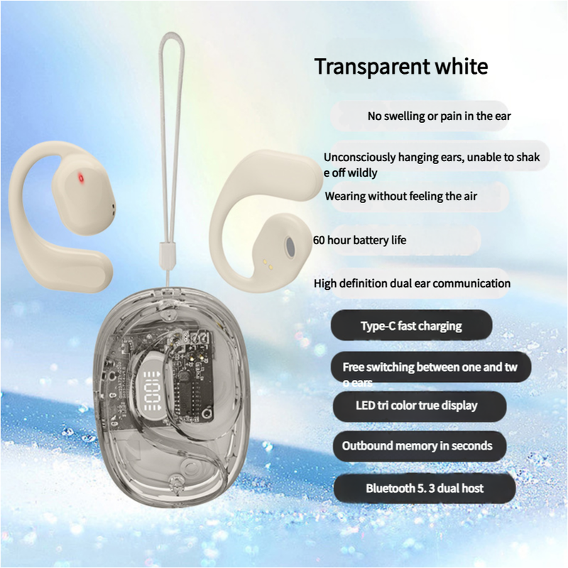 OWS Open - Ear TWS Earbuds with AI Translation - Bluetooth 5.4, 360 ACS Sound, LED Display Case