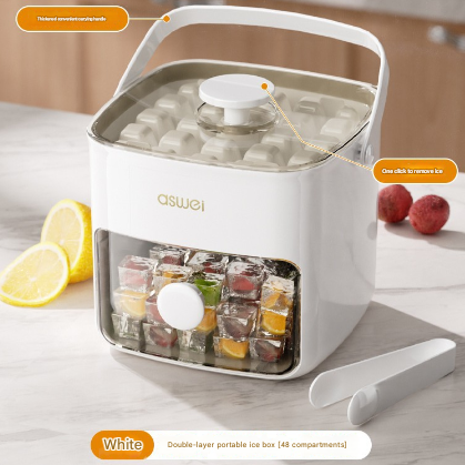 Innovative Press - Release Ice Cube Maker - Dual Layer Trays & Storage Bin