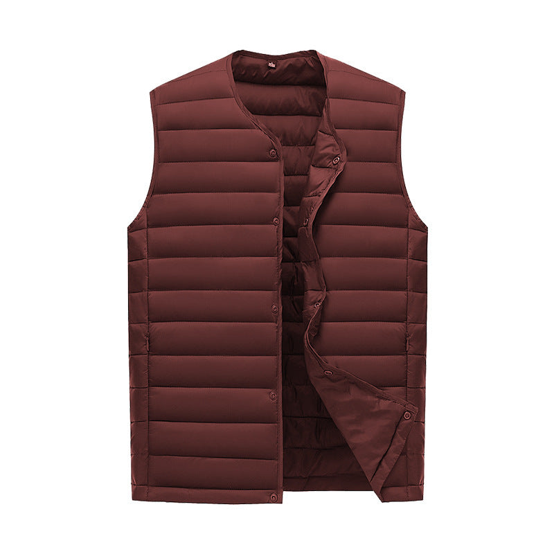 Wine Red Men's Lightweight Quilted Puffer Vest - Ideal Sleeveless Jacket for Winter Layering