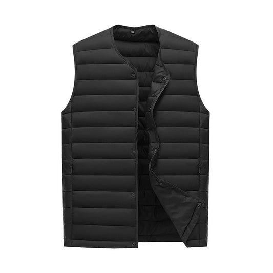 Navy Blue Men's Lightweight Quilted Puffer Vest - Ideal Sleeveless Jacket for Winter Layering