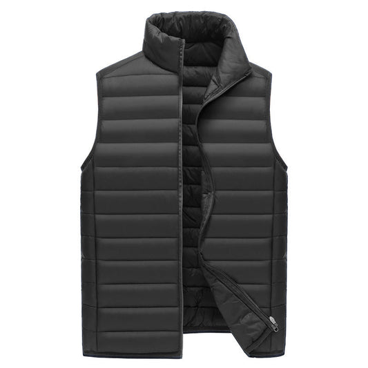 Navy Blue Men's Lightweight Puffer Vest - Stand Collar Quilted Sleeveless Jacket for Winter