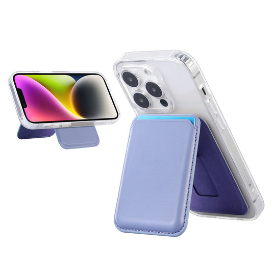 Light Purple Slim Magnetic Card Holder Wallet with Adjustable Kickstand - MagSafe Compatible - Main product image