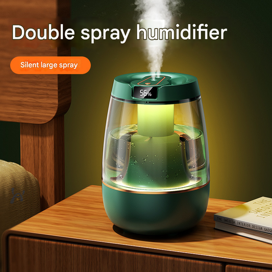 Smart Cool Mist Humidifier with Dual Nozzle & Digital Display - Ultra - Quiet Air Purifier for Bedroom and Office