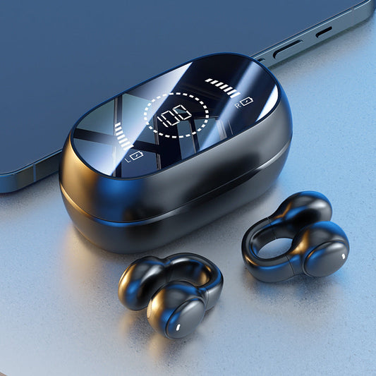 Open - Ear Ear - Clip Wireless Earbuds, Bluetooth 5.3 Headphones with LED Digital Display, Hi - Fi Stereo Sound & HD Mic for Sports and Calls