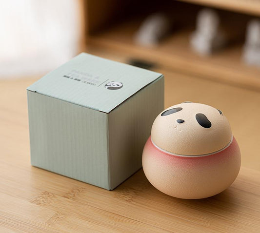 Artisanal Animal-Shaped Ceramic Tea Storage Jar with Gift Box - 140ml Capacity, Textured Finish(Gradient Red) - Main product image
