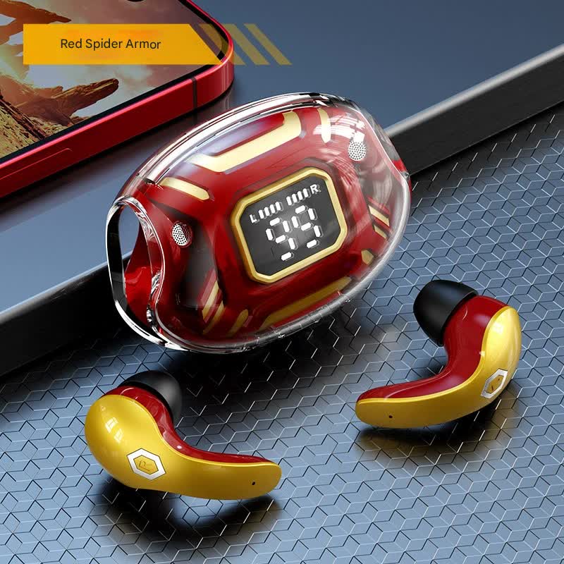 Mecha Style TWS Gaming Earbuds - Bluetooth 5.3, Low Latency, Ear - Hook Design, LED Display Case, Noise Cancelling