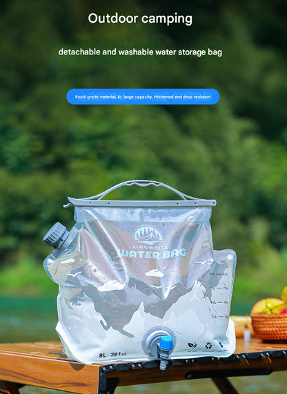 1 Piece Grey 8L Foldable Water Bag - Large Capacity Portable Water Carrier with Spigot for Camping & Outdoors - Product image 2