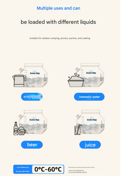 1 Piece Grey 8L Foldable Water Bag - Large Capacity Portable Water Carrier with Spigot for Camping & Outdoors - Product image 3