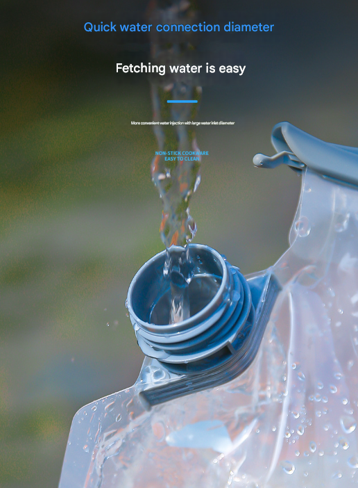 1 Piece Grey 8L Foldable Water Bag - Large Capacity Portable Water Carrier with Spigot for Camping & Outdoors - Product image 4