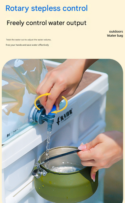 1 Piece Grey 8L Foldable Water Bag - Large Capacity Portable Water Carrier with Spigot for Camping & Outdoors - Product image 5