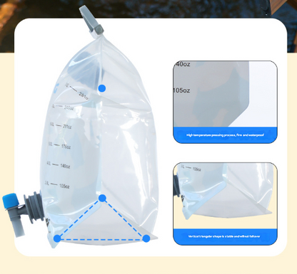 1 Piece Grey 8L Foldable Water Bag - Large Capacity Portable Water Carrier with Spigot for Camping & Outdoors - Product image 8