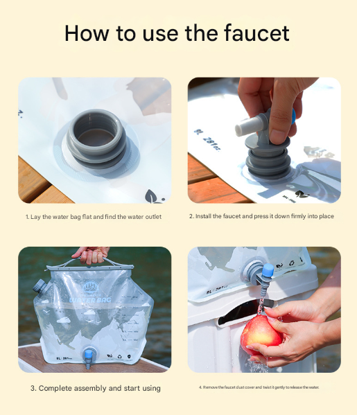 1 Piece Grey 8L Foldable Water Bag - Large Capacity Portable Water Carrier with Spigot for Camping & Outdoors - Product image 13