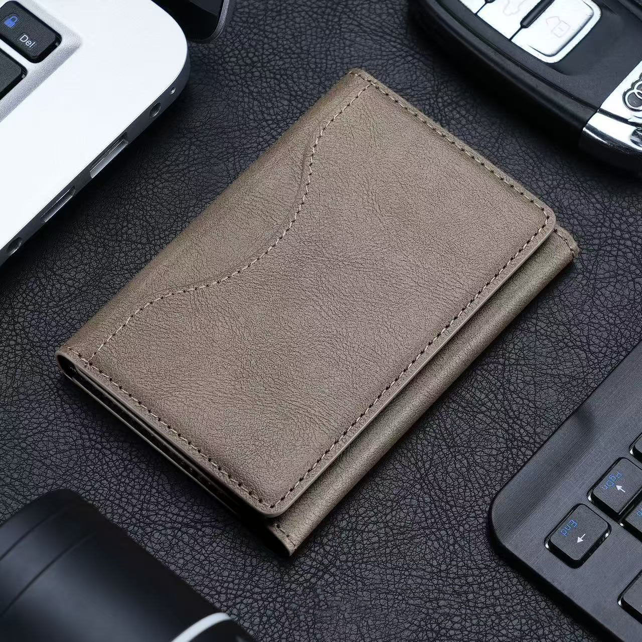 Khaki 3-in-1 Magnetic Wallet for MagSafe - Slim PU Leather Card Holder with Kickstand - Main product image