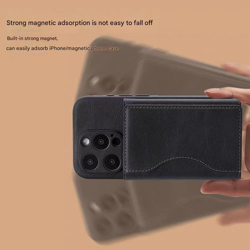 Khaki 3-in-1 Magnetic Wallet for MagSafe - Slim PU Leather Card Holder with Kickstand - Product image 3