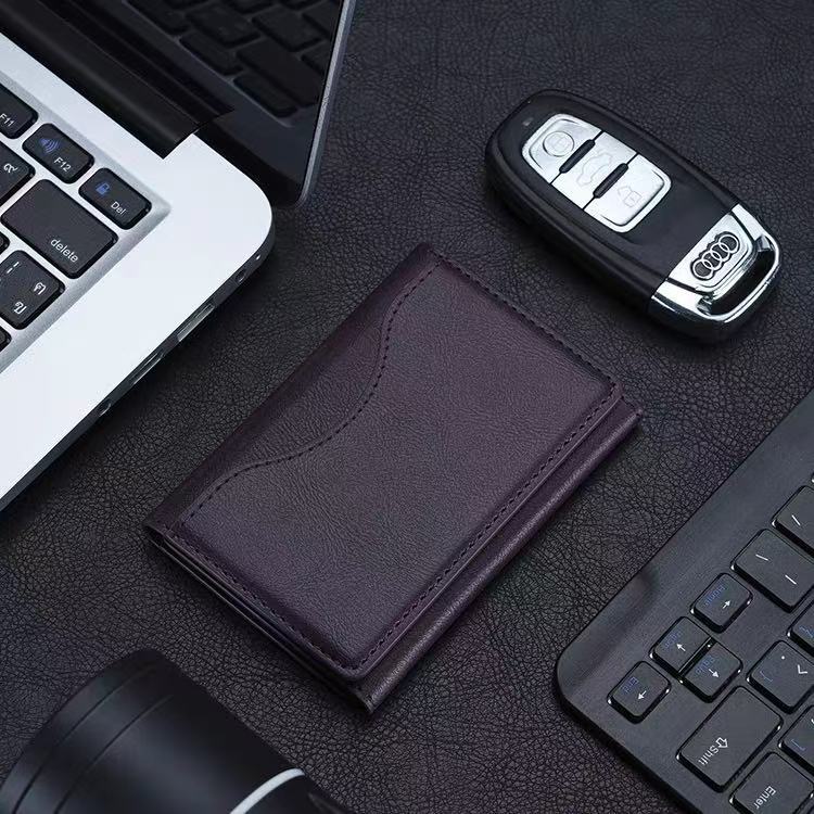 Dark Purple 3-in-1 Magnetic Wallet for MagSafe - Slim PU Leather Card Holder with Kickstand - Main product image