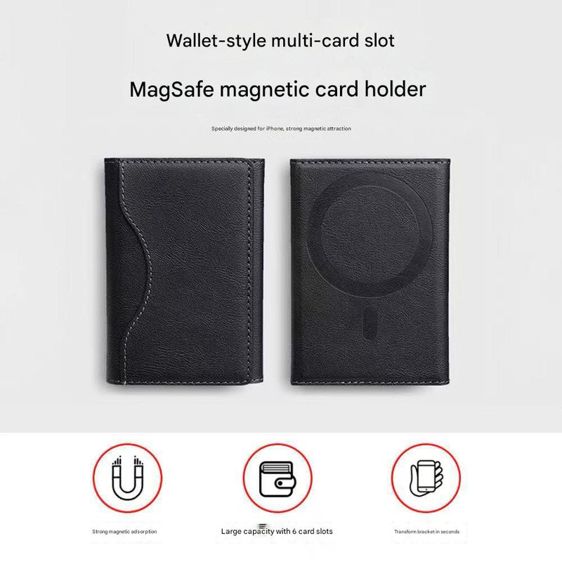 Dark Purple 3-in-1 Magnetic Wallet for MagSafe - Slim PU Leather Card Holder with Kickstand - Product image 4