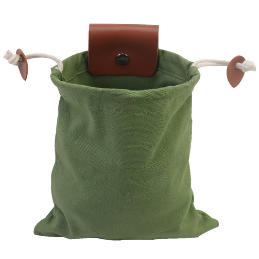 Green Collapsible Canvas Foraging Pouch - Hands-Free Belt Bag for Hiking & Camping Activities - Main product image