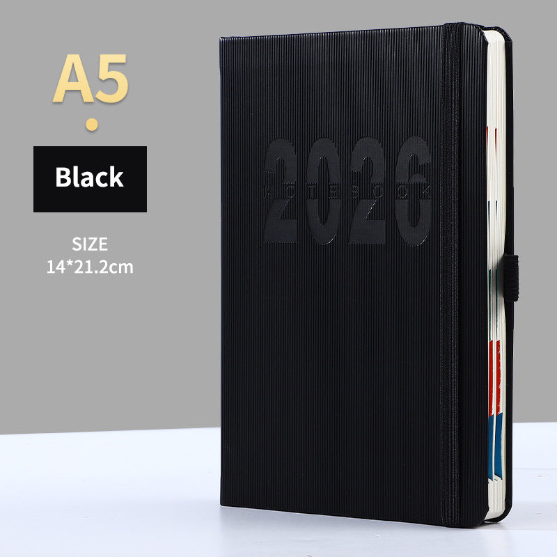 Black 2026 A5 English Daily Planner Notebook 365-Day Schedule Book for Monthly & Annual Planning - Main product image