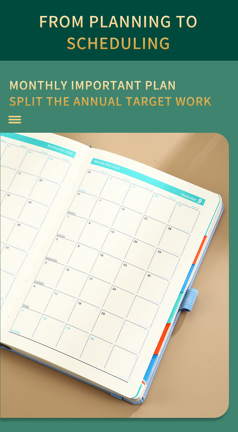 Red 2026 A5 English Daily Planner Notebook 365-Day Schedule Book for Monthly & Annual Planning - Product image 3